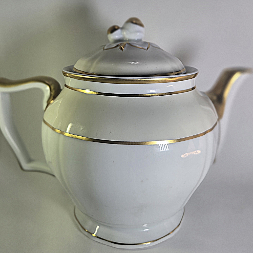 Raynaud White and Gold Polka Teapot